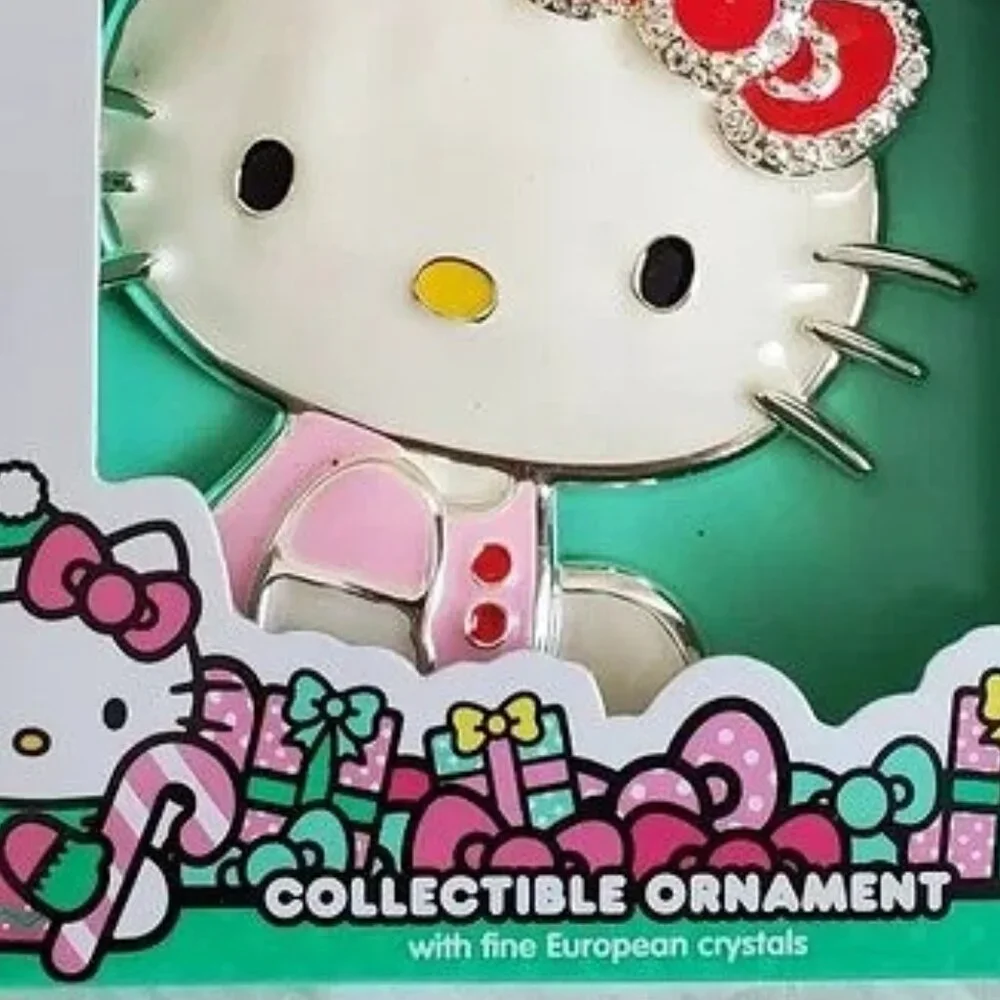 Hello Kitty Collectible Ornament Wearing Pink Dress & A Red Bow
